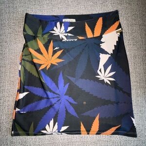 Leaf Print Pencil Skirt - Multicolor